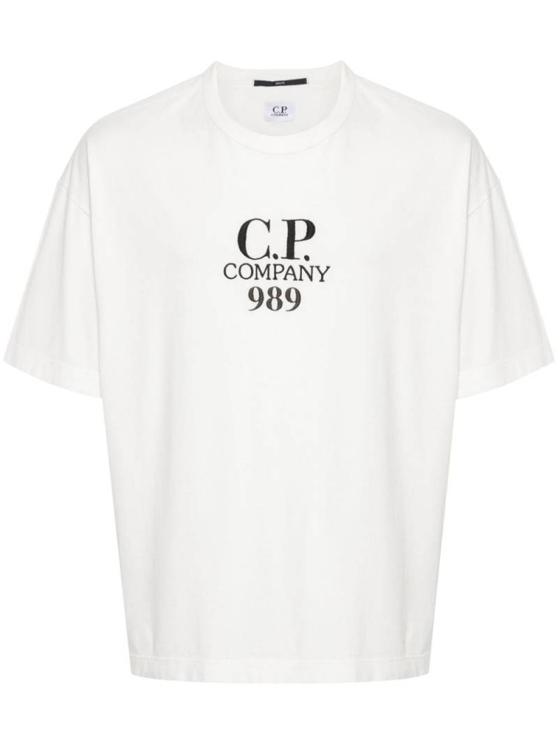 C.P. Company logo-embroidered cotton T-shirt - White von C.P. Company