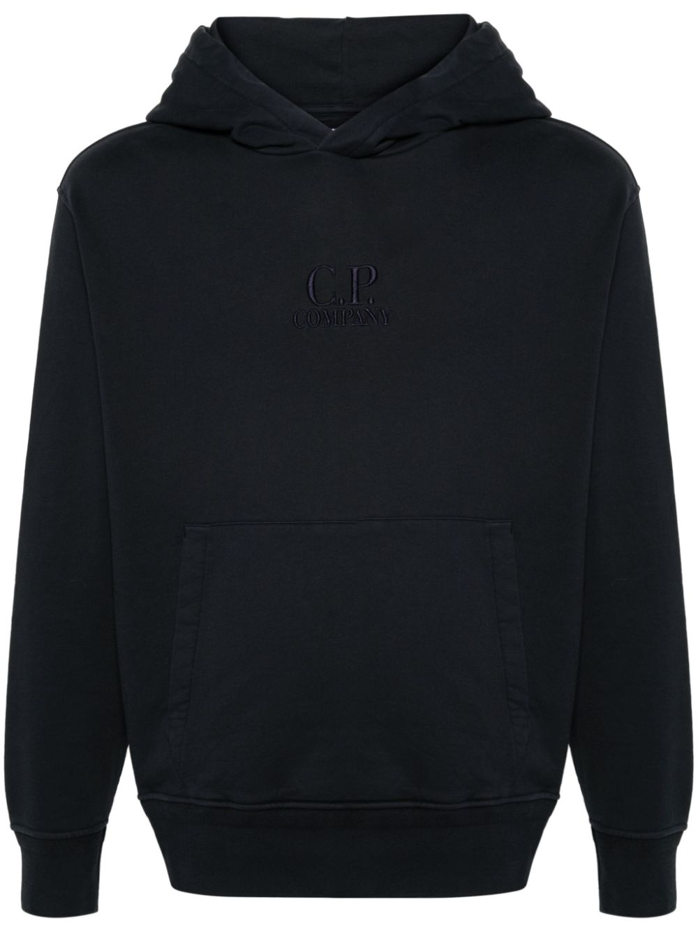 C.P. Company logo-embroidered cotton hoodie - Blue von C.P. Company