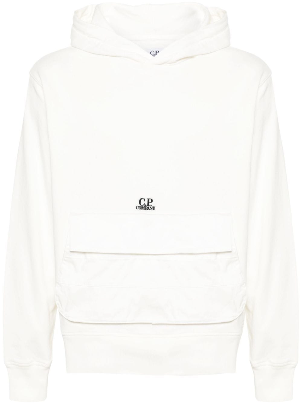 C.P. Company logo-embroidered cotton hoodie - White von C.P. Company