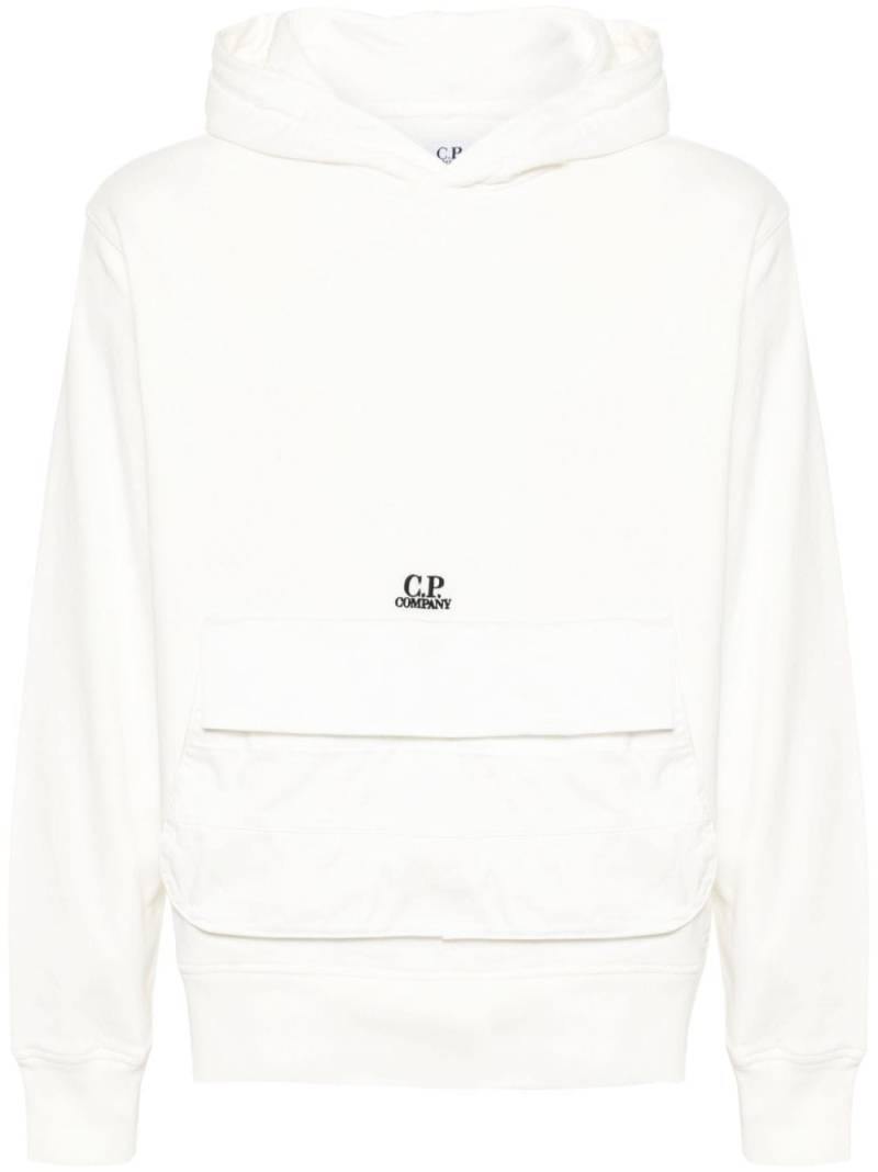 C.P. Company logo-embroidered cotton hoodie - White von C.P. Company