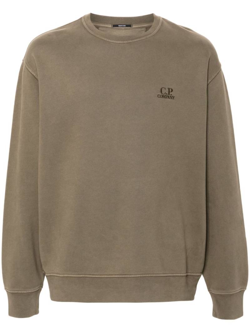 C.P. Company logo-embroidered cotton sweatshirt - Green von C.P. Company