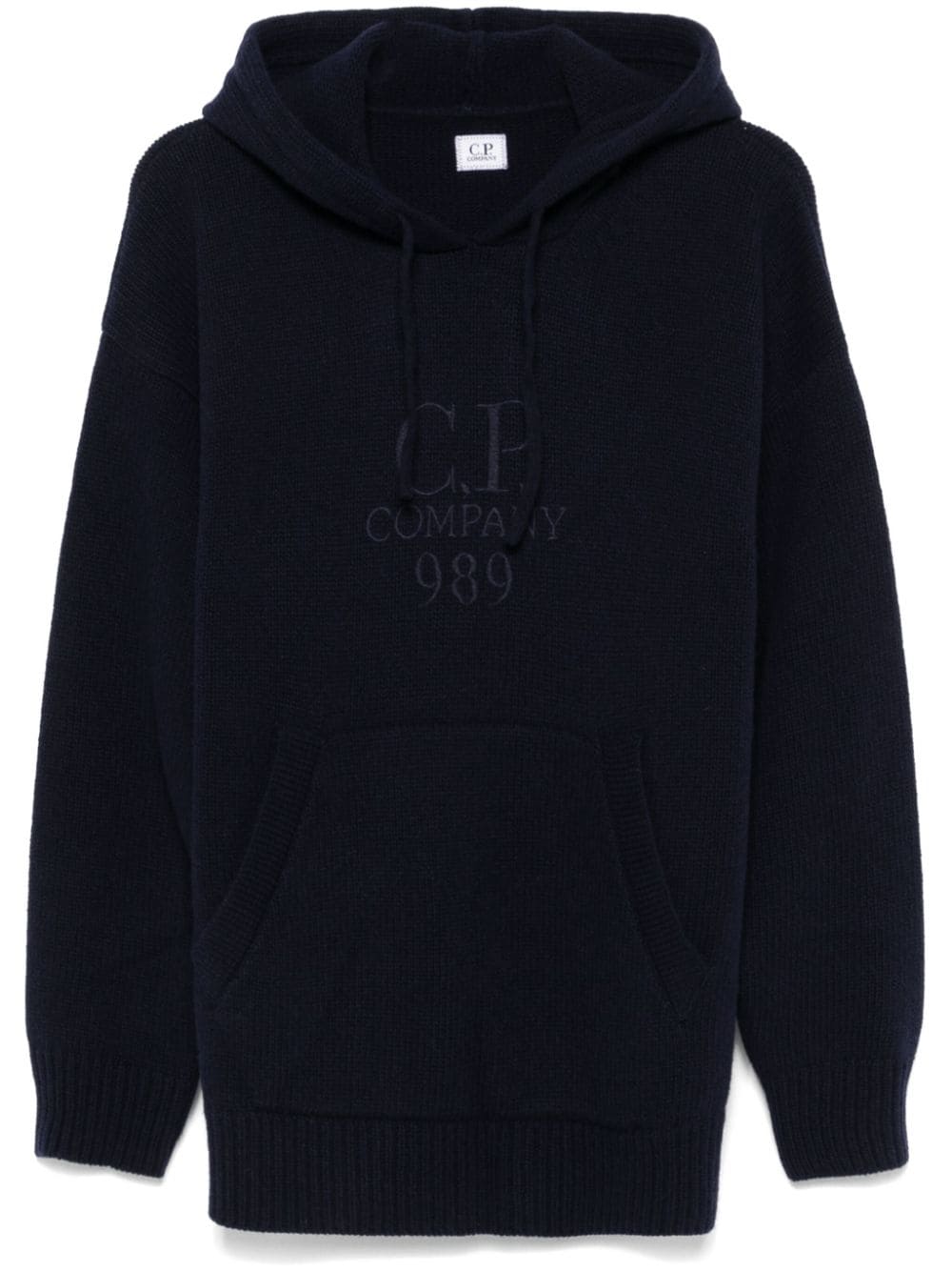 C.P. Company logo-embroidered knitted hoodie - Blue von C.P. Company