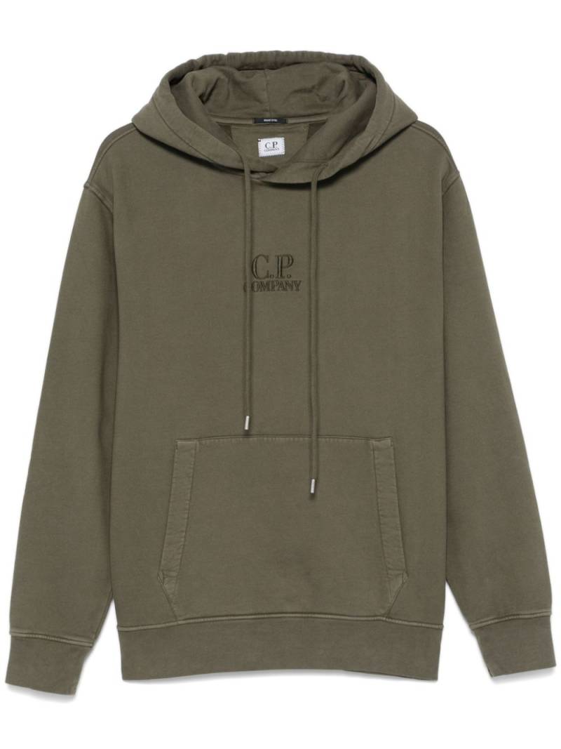 C.P. Company logo-embroidered hoodie - Green von C.P. Company