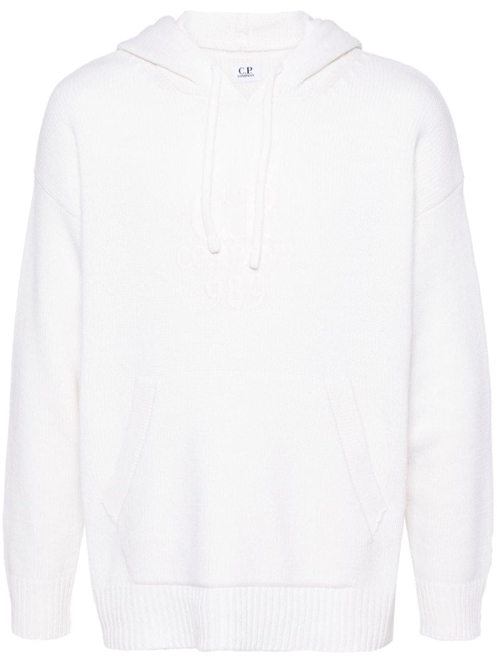 C.P. Company logo-embroidered knitted hoodie - White von C.P. Company