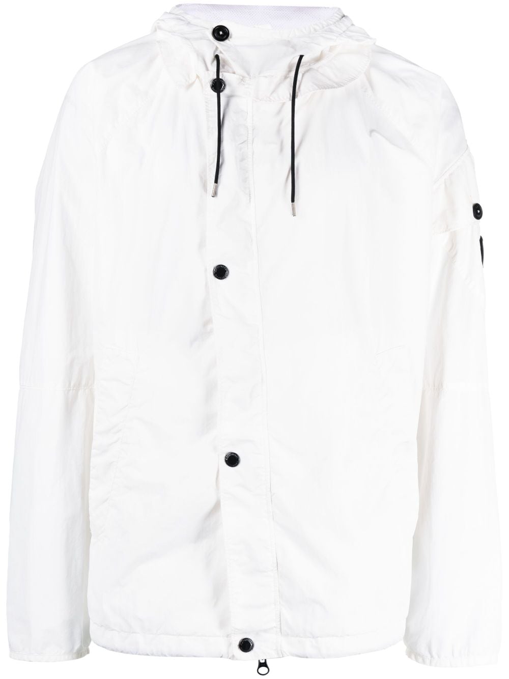 C.P. Company logo-patch drawstring-hood jacket - White von C.P. Company