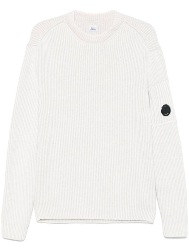 C.P. Company lens-detail ribbed jumper - White von C.P. Company