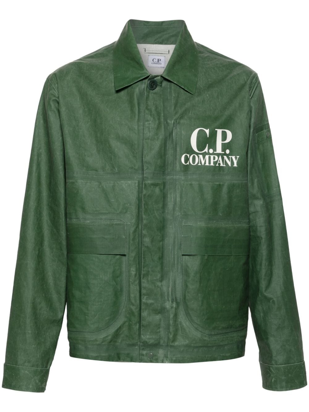 C.P. Company logo-print coated shirt jacket - Green von C.P. Company