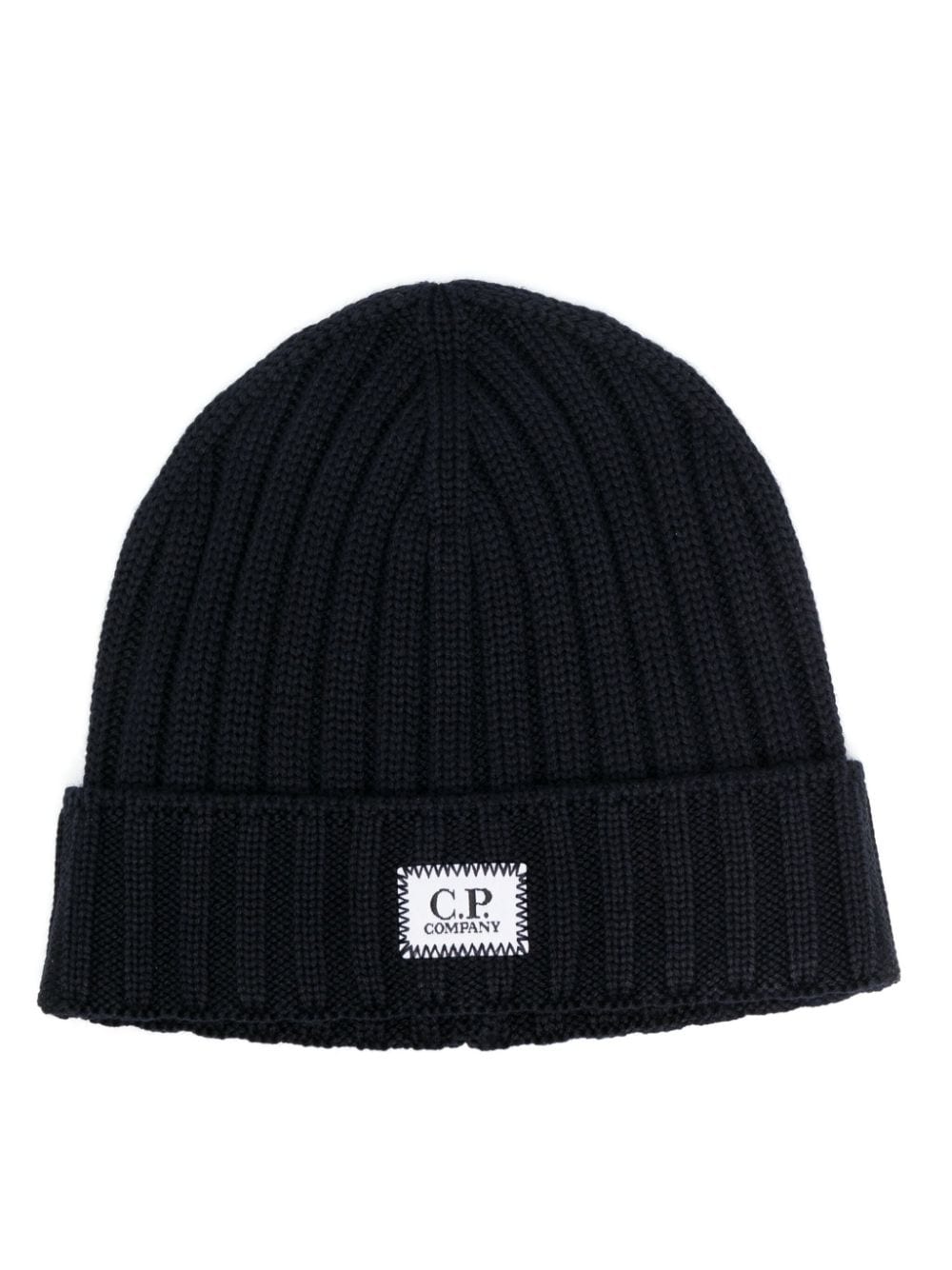 C.P. Company ribbed logo-patch beanie - Blue von C.P. Company