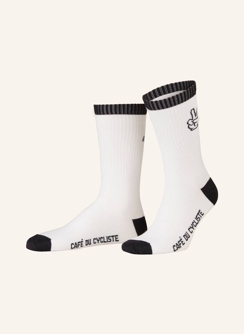 Café Du Cycliste Radsocken Motto weiss von CAFÉ DU CYCLISTE