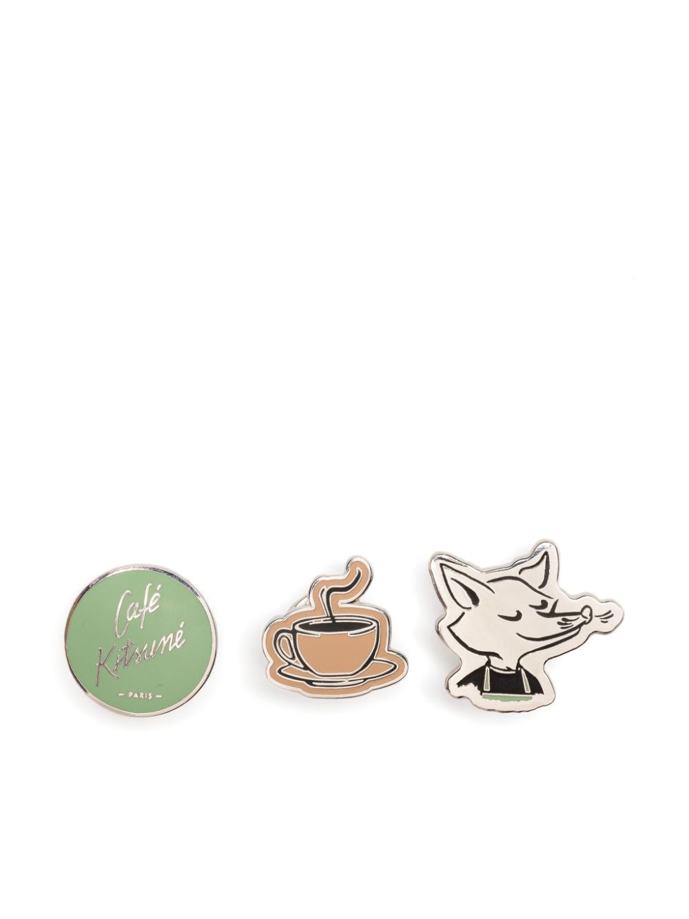 CAFÉ KITSUNÉ Dressed Fox pins (set of three) - Green von CAFÉ KITSUNÉ