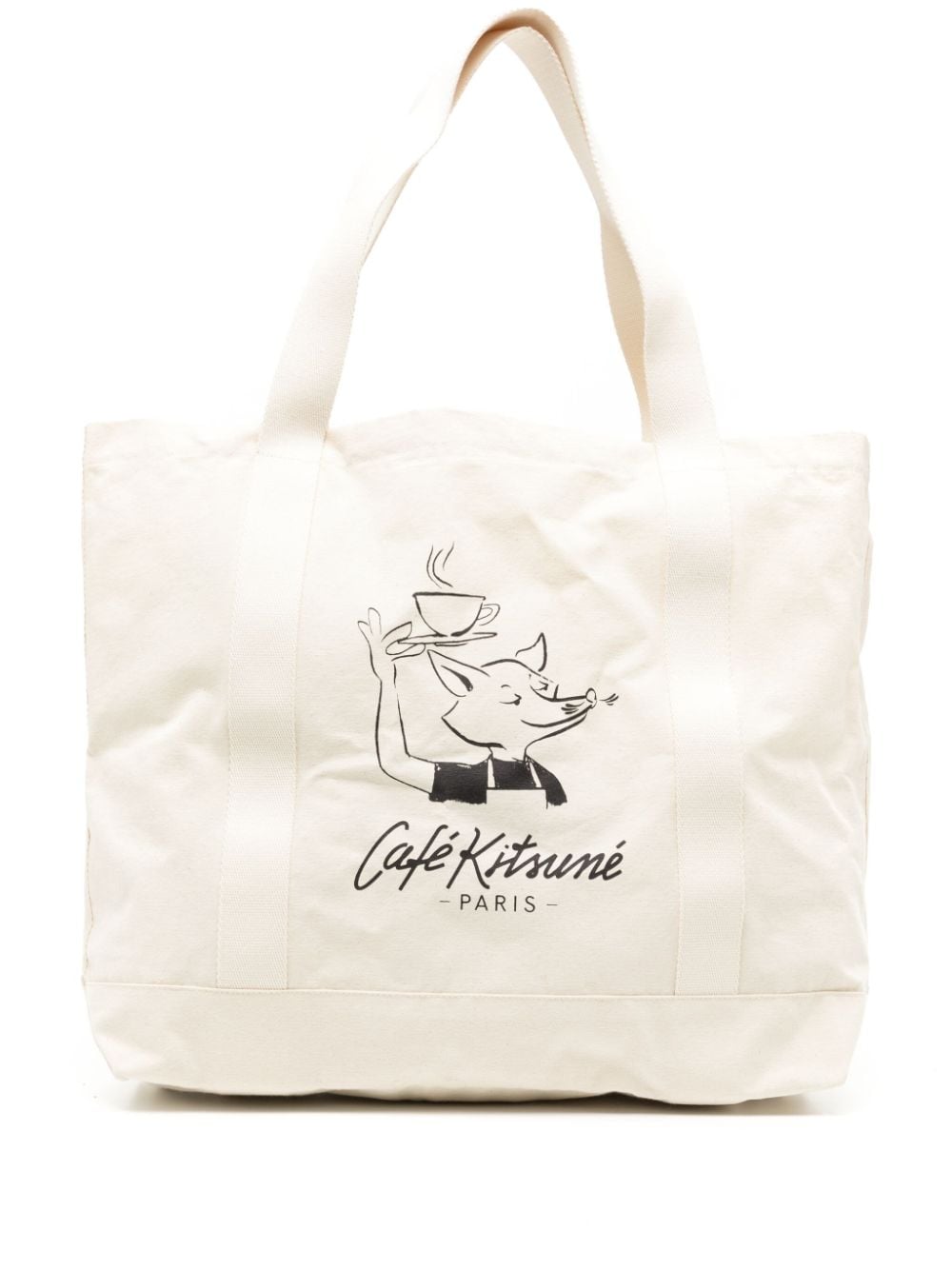 CAFÉ KITSUNÉ Fox cotton tote bag - Neutrals von CAFÉ KITSUNÉ