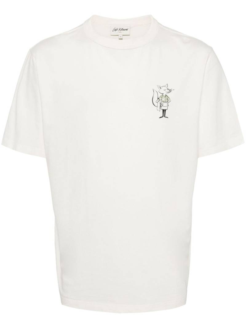 CAFÉ KITSUNÉ fox-print cotton T-shirt - White von CAFÉ KITSUNÉ