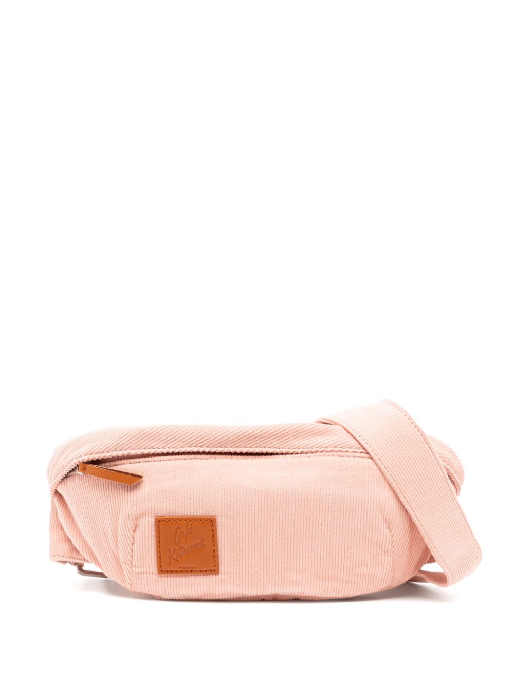 CAFÉ KITSUNÉ logo-patch corduroy belt bag - Pink von CAFÉ KITSUNÉ