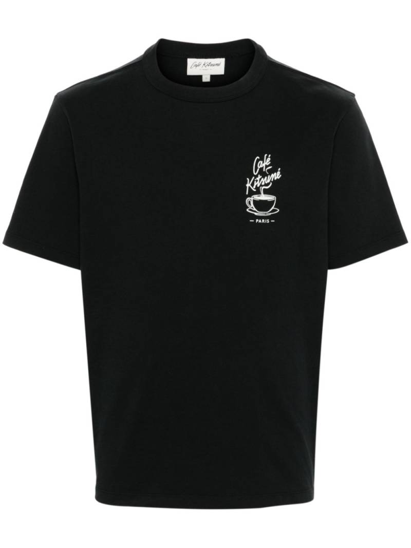 CAFÉ KITSUNÉ logo-print cotton T-shirt - Black von CAFÉ KITSUNÉ