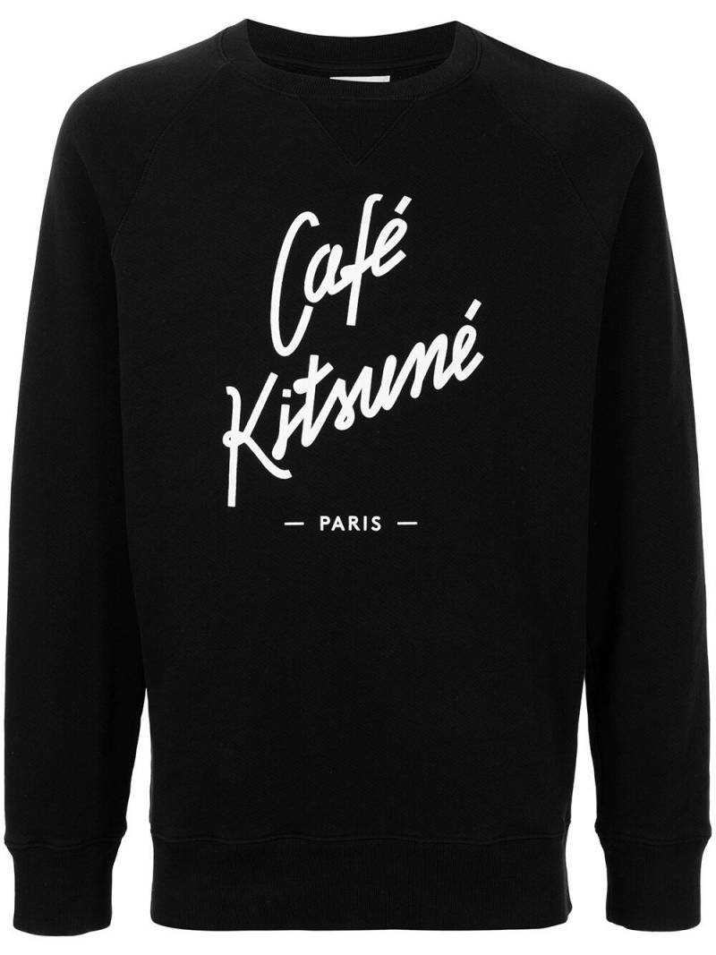 CAFÉ KITSUNÉ logo-print cotton sweatshirt - Black von CAFÉ KITSUNÉ