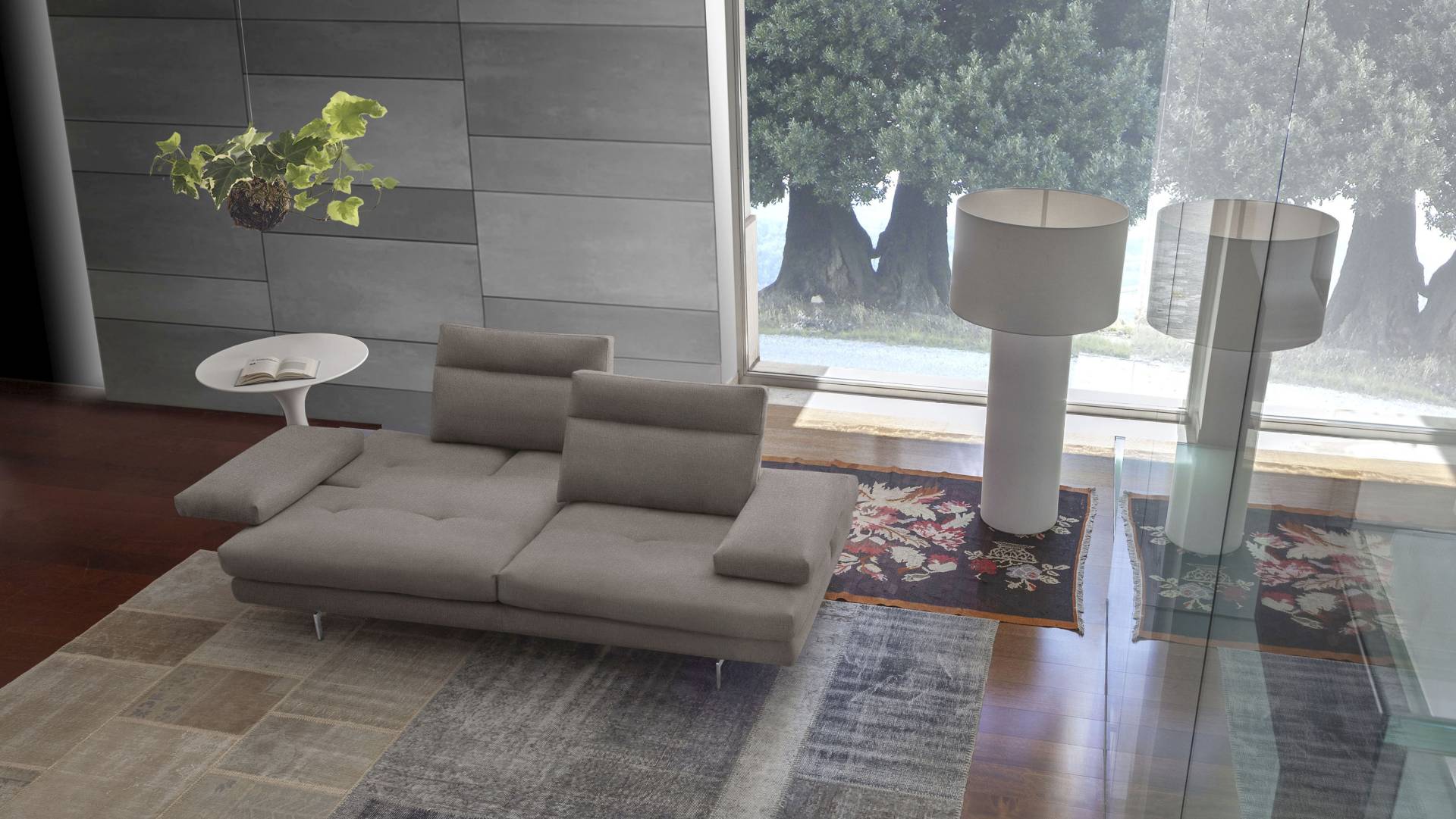 CALIA ITALIA 3,5-Sitzer »Toby Wing, italienisches Designsofa mit erstklassigem Sitzkomfort«, inklusive Sitztiefenverstellung, Füsse in Chrom glänzend von CALIA ITALIA