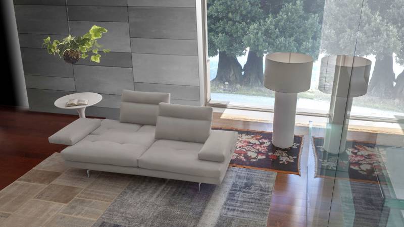 CALIA ITALIA 3,5-Sitzer »Toby Wing, italienisches Designsofa mit erstklassigem Sitzkomfort«, inklusive Sitztiefenverstellung, Füsse in Chrom glänzend von CALIA ITALIA