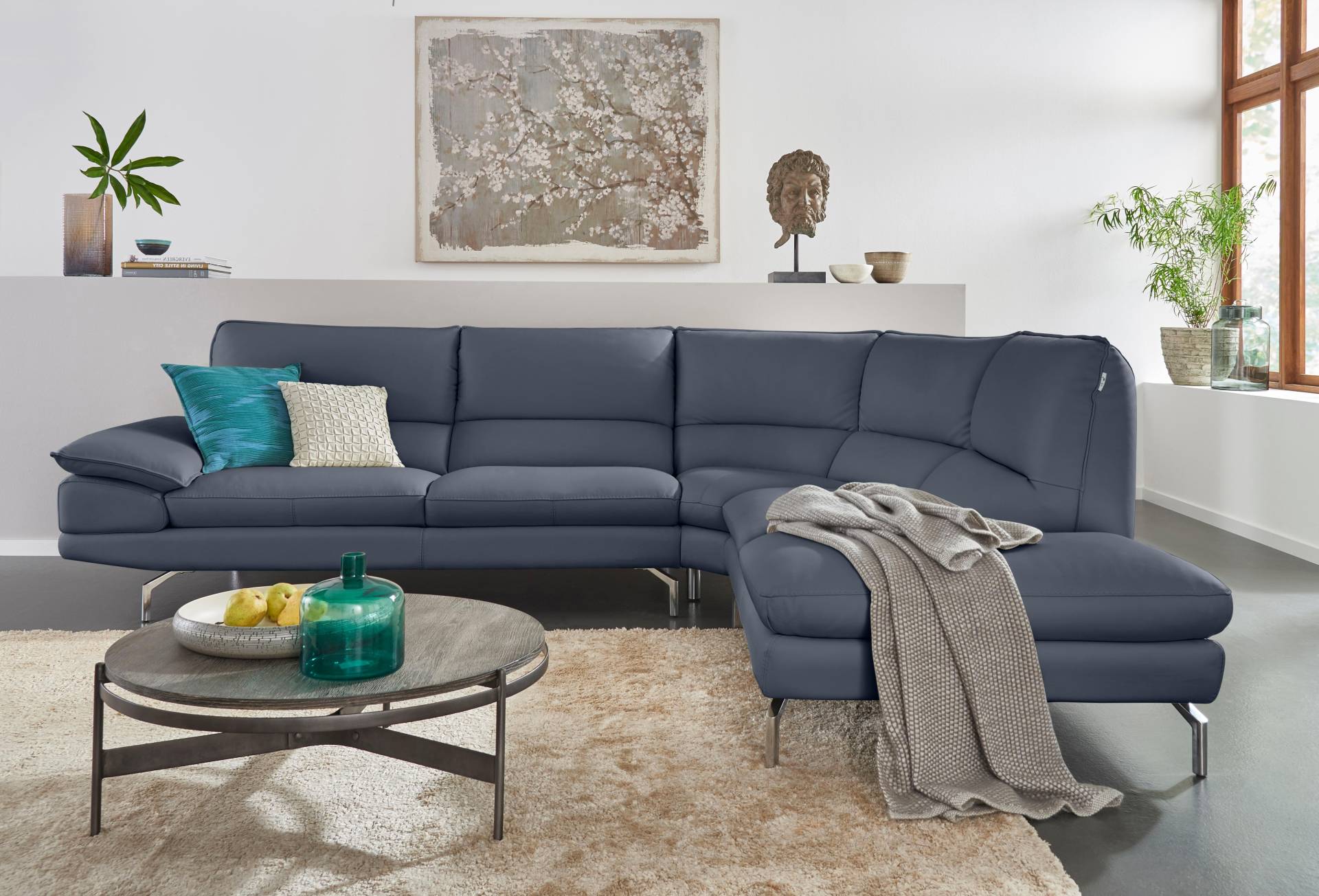 CALIA ITALIA Ecksofa »Dave, italienisches Designsofa L-Form, erstklassiger Sitzkomfort«, Ottomane wahlweise links oder rechts, in zwei tollen Lederqualitäten von CALIA ITALIA