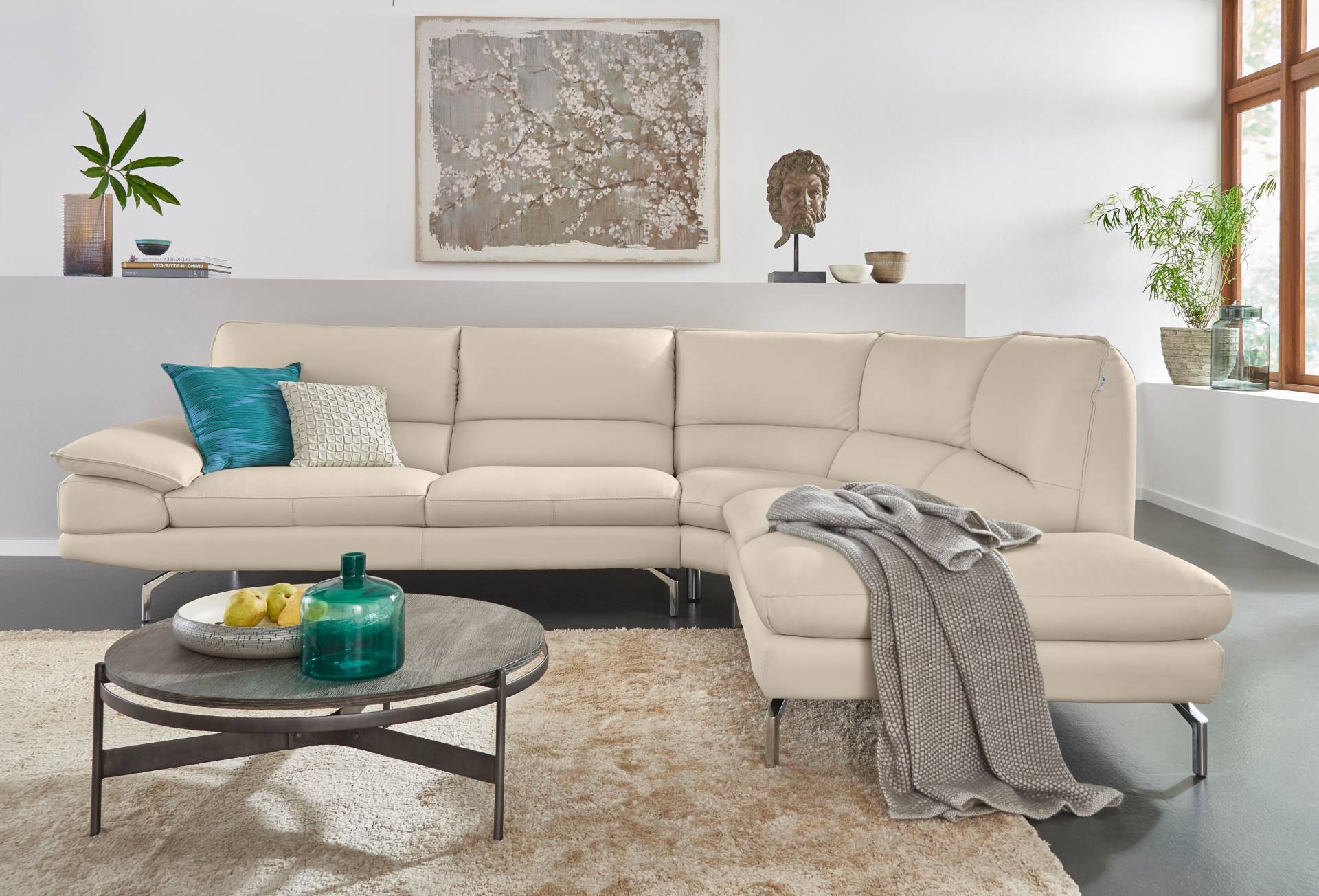 CALIA ITALIA Ecksofa »Dave, italienisches Designsofa L-Form, erstklassiger Sitzkomfort«, Ottomane wahlweise links oder rechts, in zwei tollen Lederqualitäten von CALIA ITALIA