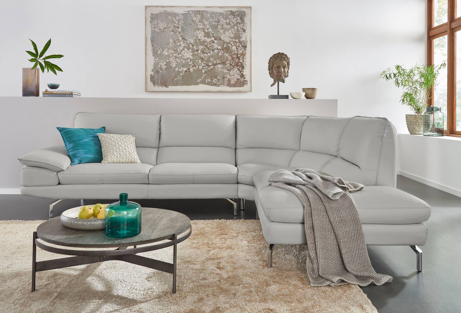 CALIA ITALIA Ecksofa »Dave, italienisches Designsofa L-Form, erstklassiger Sitzkomfort«, Ottomane wahlweise links oder rechts, in zwei tollen Lederqualitäten von CALIA ITALIA