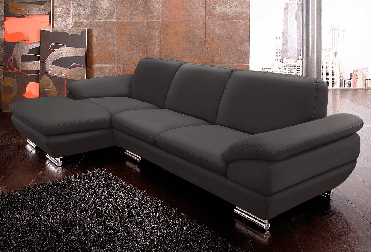 CALIA ITALIA Ecksofa »Glamour, italienisches Designsofa, tollem Sitzkomfort zum Entspannen«, mit tollem Lederbezug und Designfuss, L-Form von CALIA ITALIA