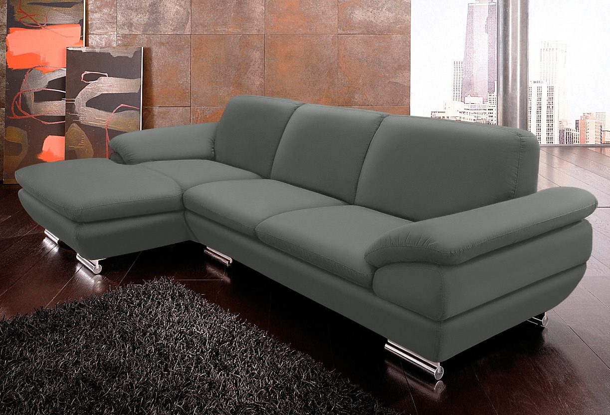 CALIA ITALIA Ecksofa »Glamour, italienisches Designsofa, tollem Sitzkomfort zum Entspannen«, mit tollem Lederbezug und Designfuss, L-Form von CALIA ITALIA