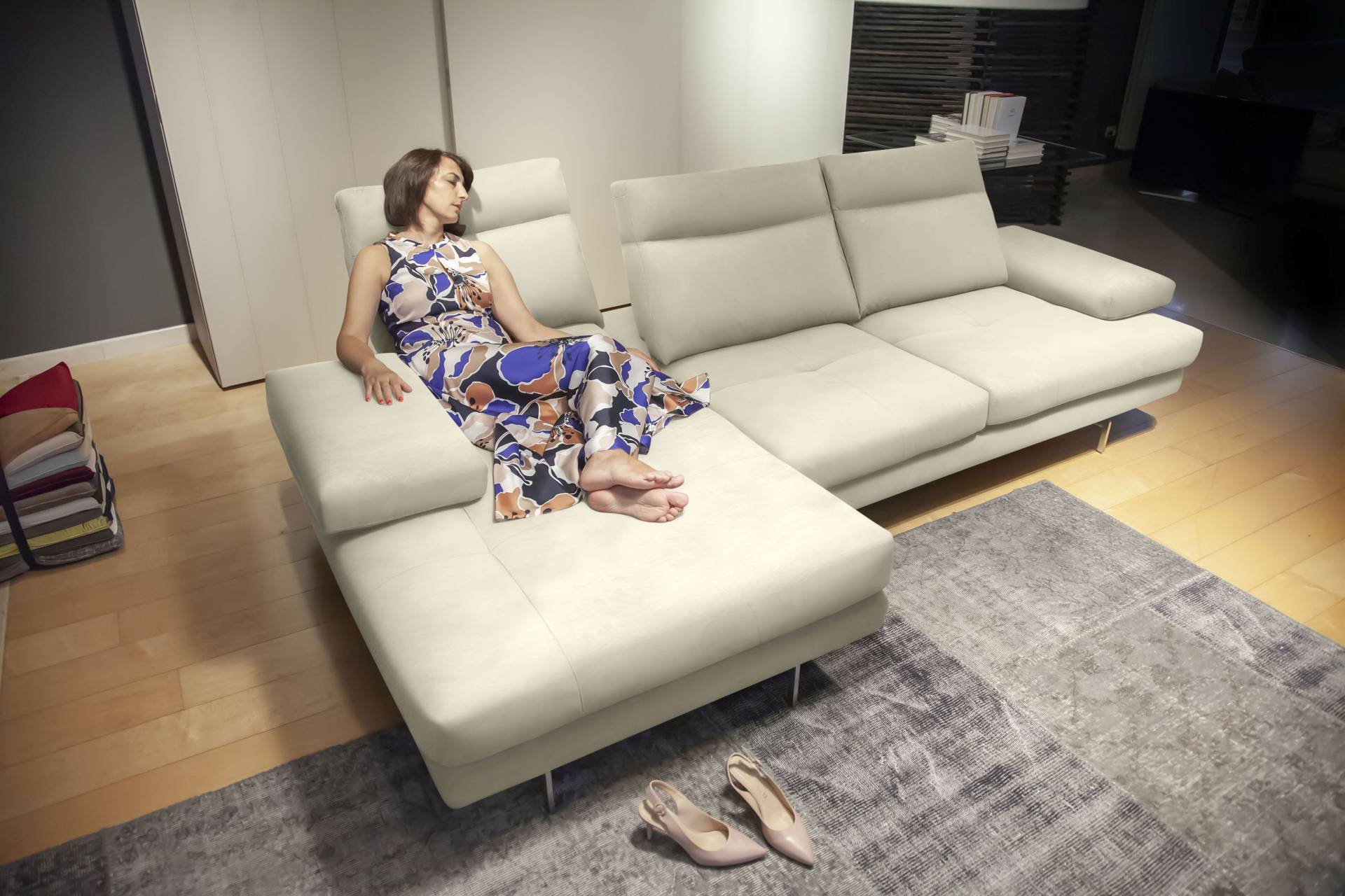 CALIA ITALIA Ecksofa »Toby Wing, L-Form, Designsofa mit sensationellem Sitzkomfort«, inklusive Sitztiefenverstellung, Füsse in chrom glänzend von CALIA ITALIA