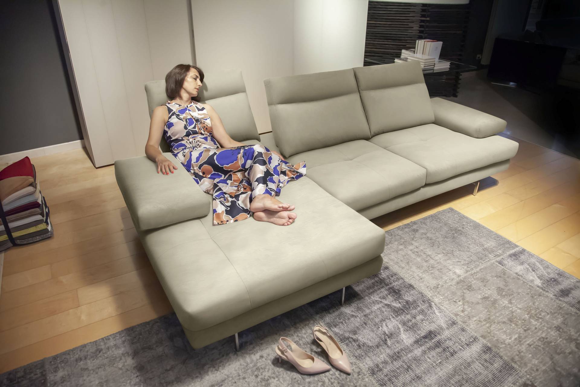 CALIA ITALIA Ecksofa »Toby Wing, L-Form, Designsofa mit sensationellem Sitzkomfort«, inklusive Sitztiefenverstellung, Füsse in chrom glänzend von CALIA ITALIA