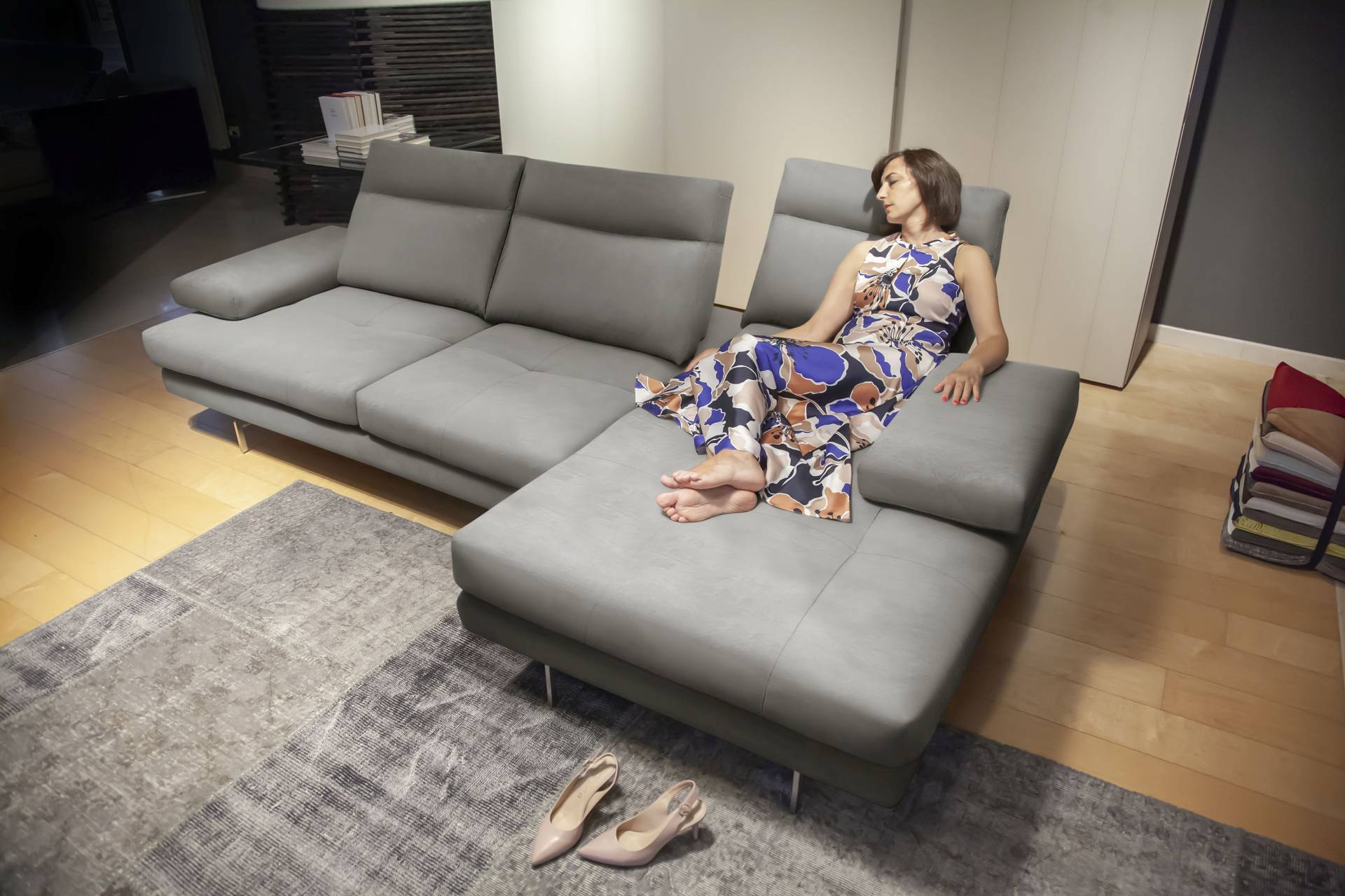 CALIA ITALIA Ecksofa »Toby Wing, L-Form, Designsofa mit sensationellem Sitzkomfort«, inklusive Sitztiefenverstellung, Füsse in chrom glänzend von CALIA ITALIA