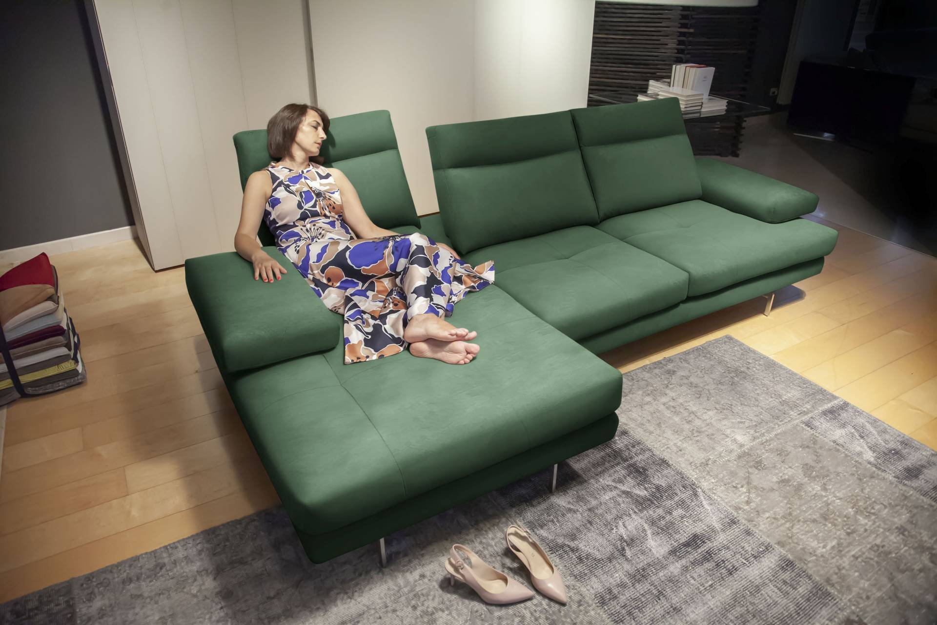 CALIA ITALIA Ecksofa »Toby Wing, L-Form, Designsofa mit sensationellem Sitzkomfort«, inklusive Sitztiefenverstellung, Füsse in chrom glänzend von CALIA ITALIA