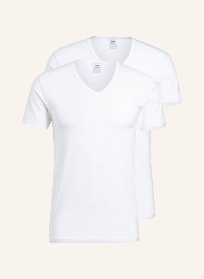 Calida 2er-Pack V-Shirts Natural Benefit weiss von CALIDA