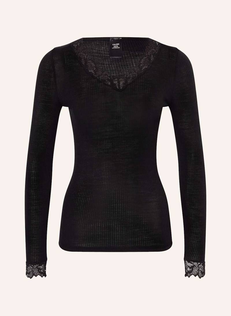 Calida Schlafshirt Silky Wool Joy Mit Seide schwarz von CALIDA