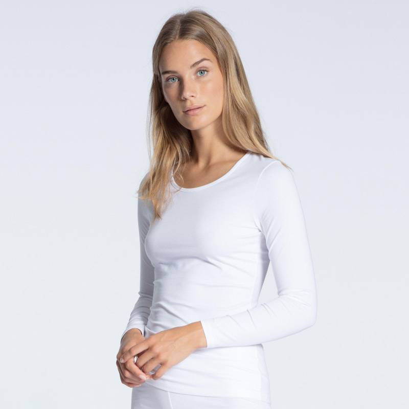 Top Rippe Lange Ärmel Damen Weiss XS von CALIDA