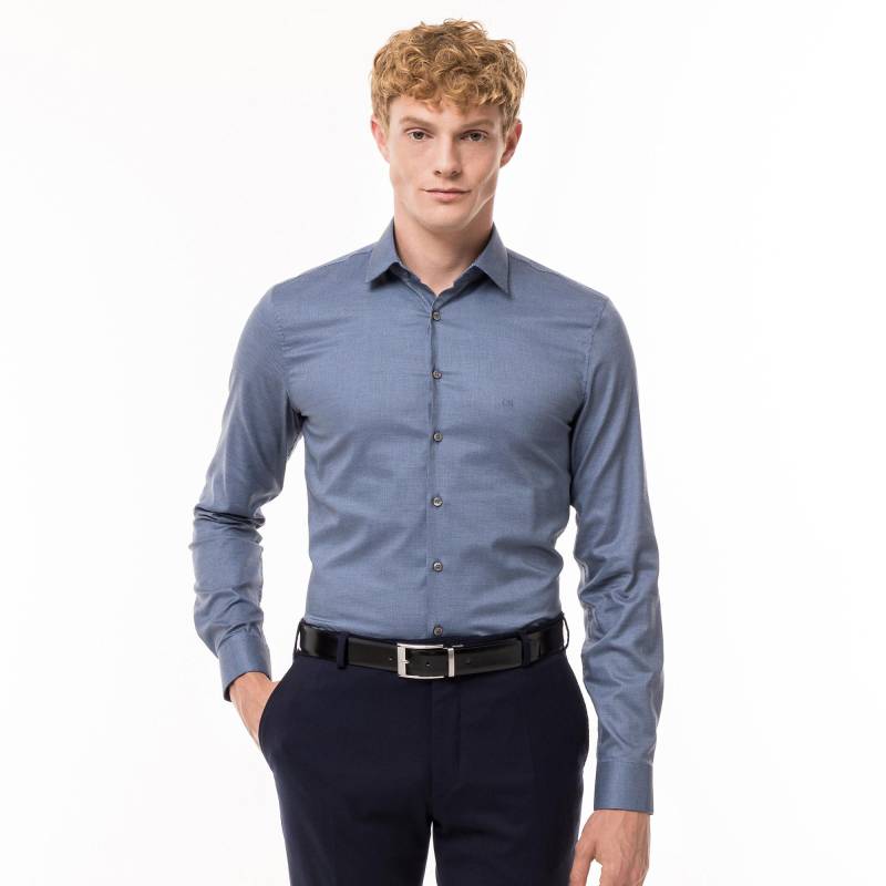 Hemd, Slim Fit, Langarm Herren Marine 40 von CALVIN KLEIN Hemden