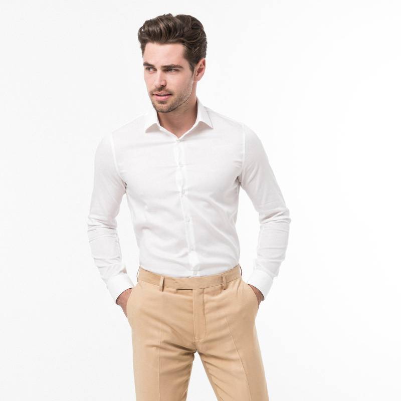 Hemd, Slim Fit, Langarm Herren Weiss 42 von CALVIN KLEIN Hemden