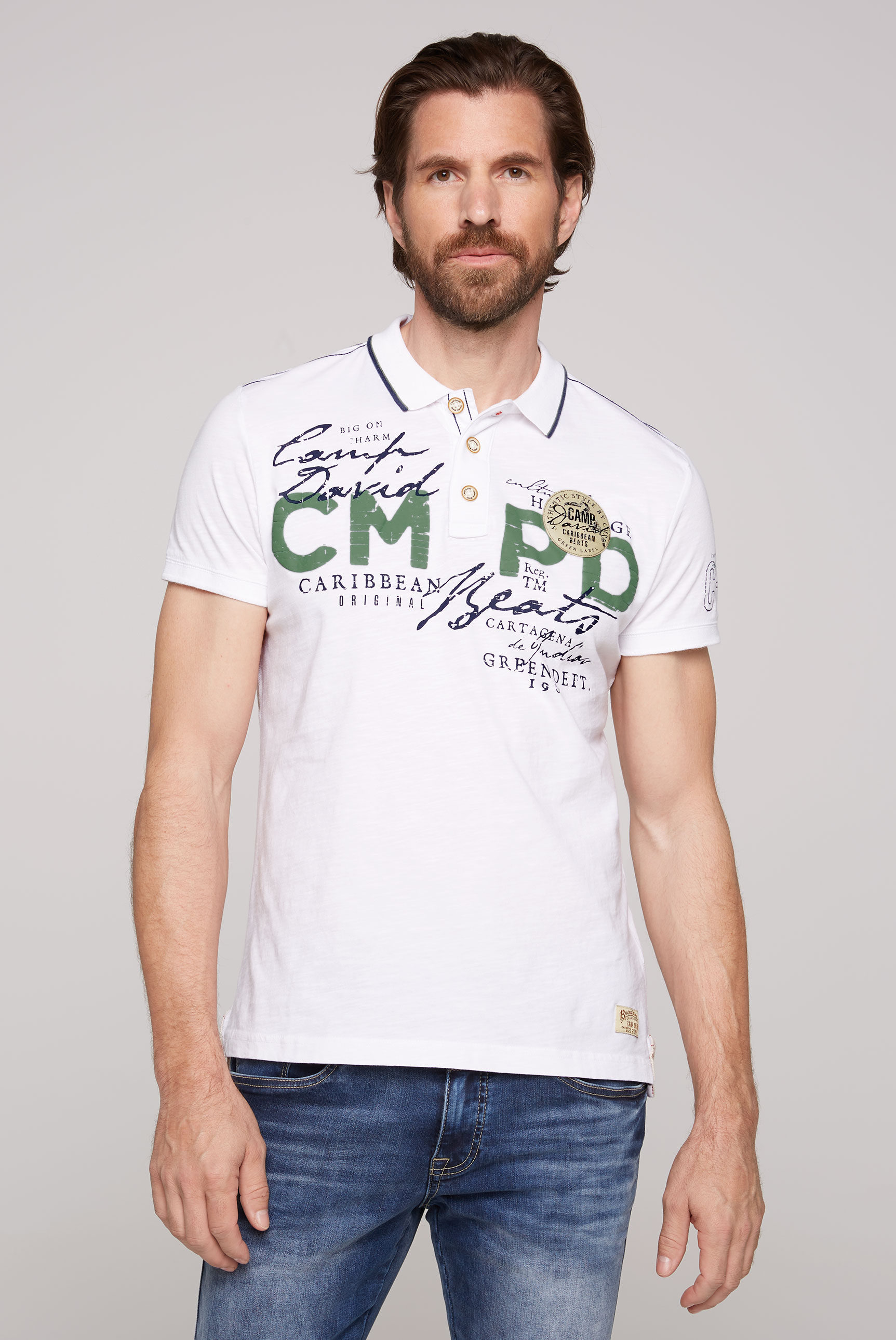 CAMP DAVID Poloshirt, mit Front- und Backprint CAMP DAVID Poloshirt, mit Front- und Backprint von CAMP DAVID