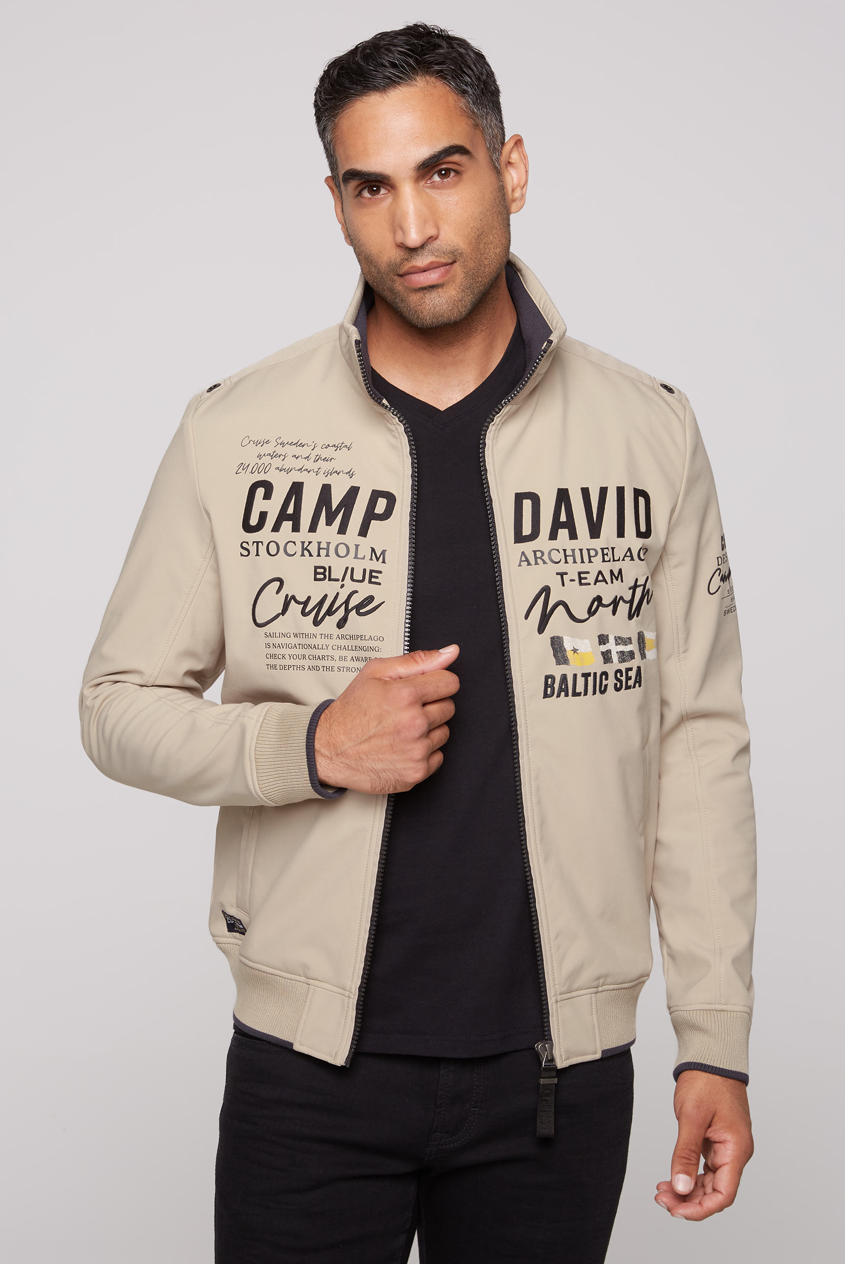 CAMP DAVID Softshelljacke, ohne Kapuze, mit Stehkragen und Logo-Prints und Stickereien von CAMP DAVID