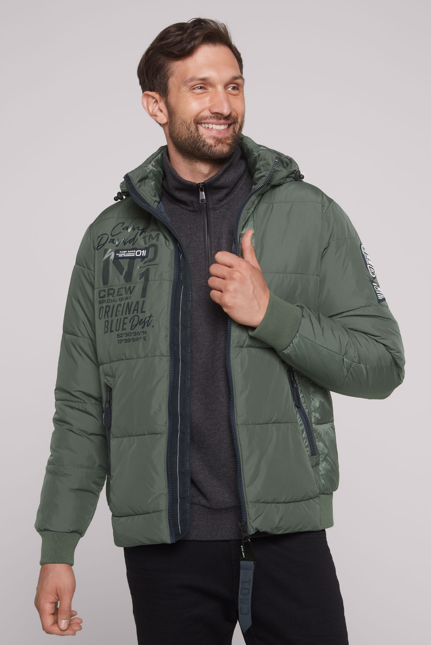 CAMP DAVID Steppjacke, mit Kapuze, mit abtrennbarer Kapuze von CAMP DAVID