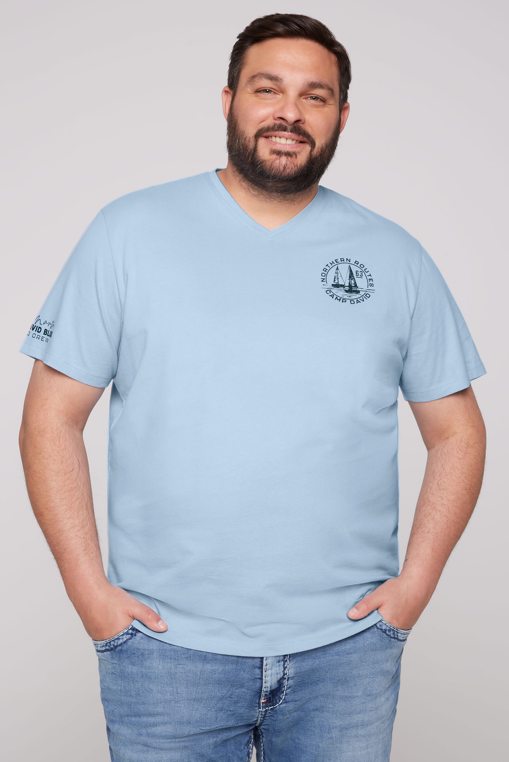 CAMP DAVID V-Shirt, mit maritimen Prints von CAMP DAVID