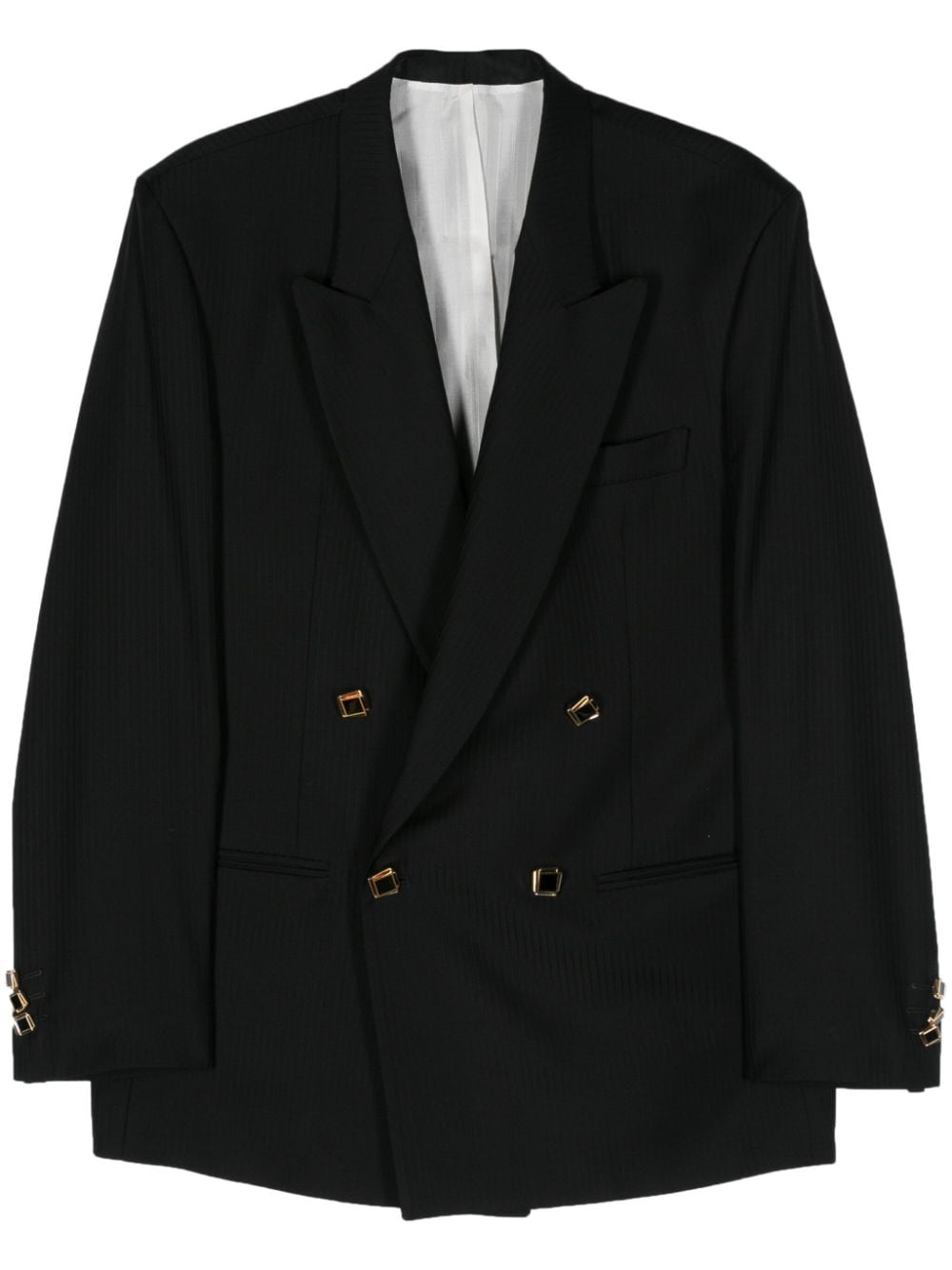 CANAKU single-breasted striped wool blazer - Black von CANAKU