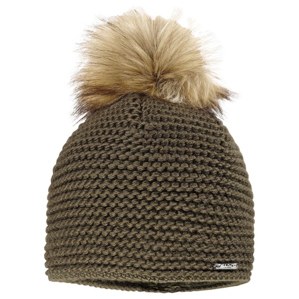 CAPO - Short Beanie fake fur Pompon - Mütze Gr One Size beige von CAPO