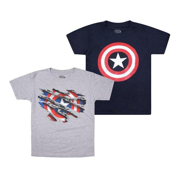 Tshirt (2erpack) Jungen Grau 128 von CAPTAIN AMERICA