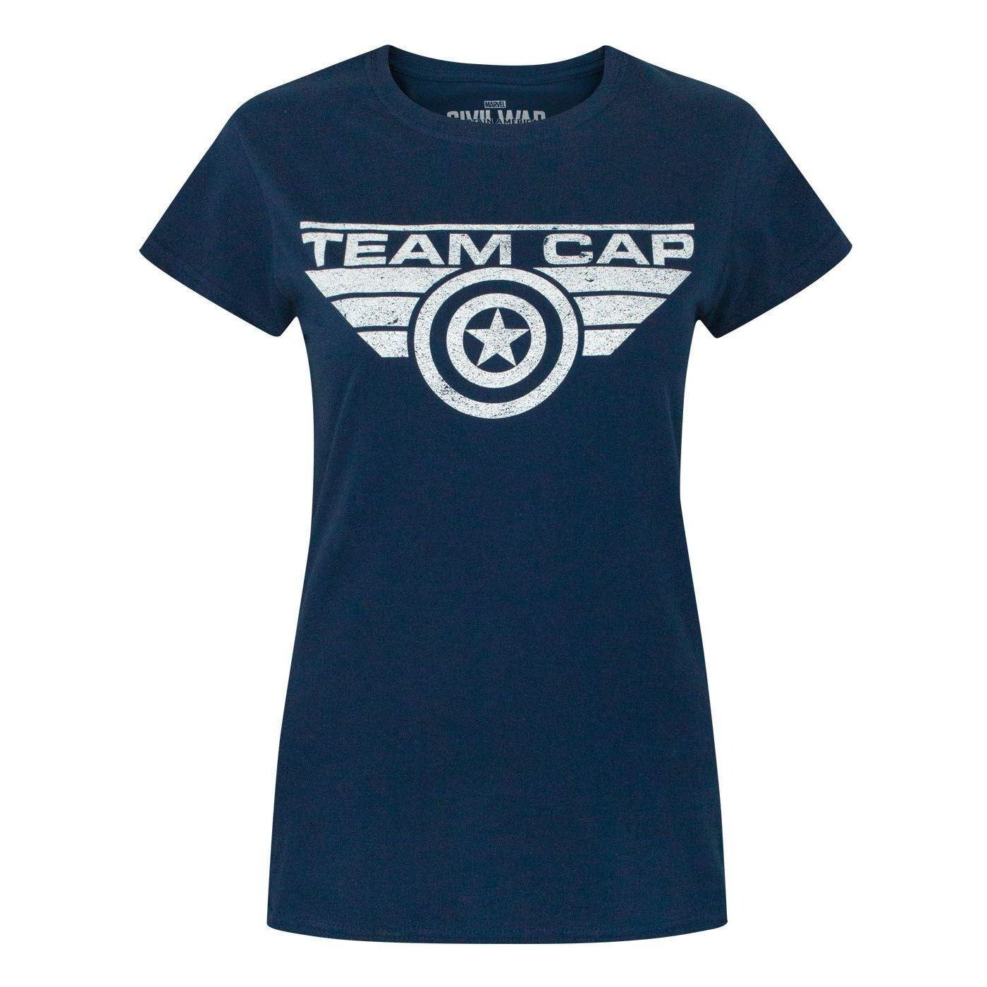 CAPTAIN AMERICA - Civil War Team Cap Distress TShirt, für Damen, Blau, Größe XXL von CAPTAIN AMERICA