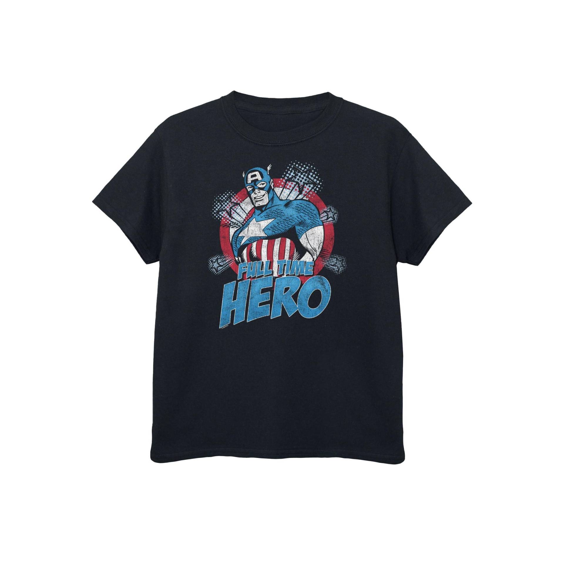 Full Time Hero Tshirt Jungen Schwarz 128 von CAPTAIN AMERICA