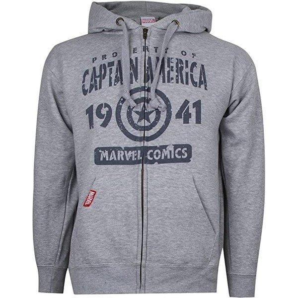 Property Of Hoodie Mit Durchgehendem Reißverschluss Herren Taubengrau L von CAPTAIN AMERICA