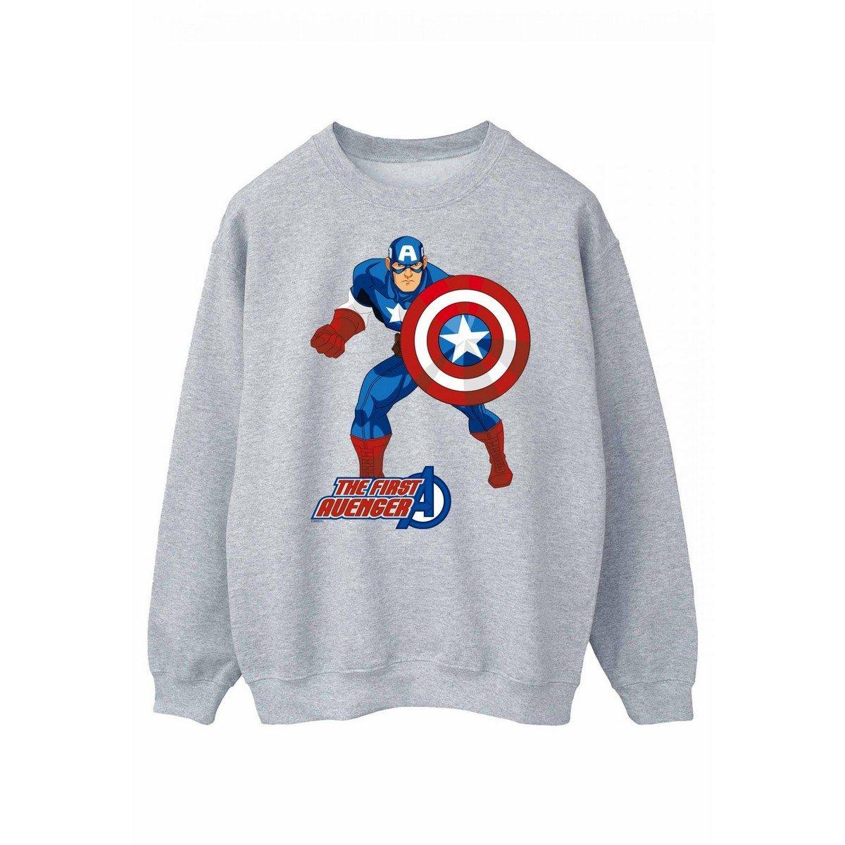 The First Avenger Sweatshirt Damen Grau L von CAPTAIN AMERICA