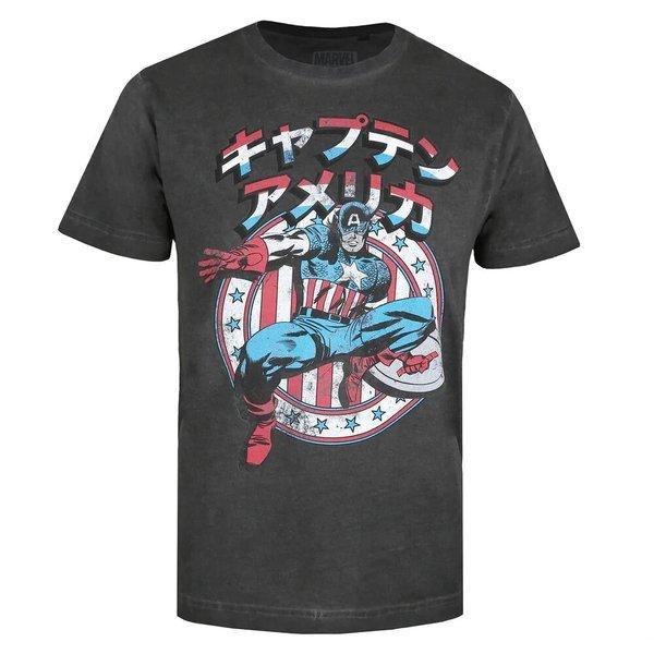 Tshirt Gewaschen Herren Schwarz L von CAPTAIN AMERICA