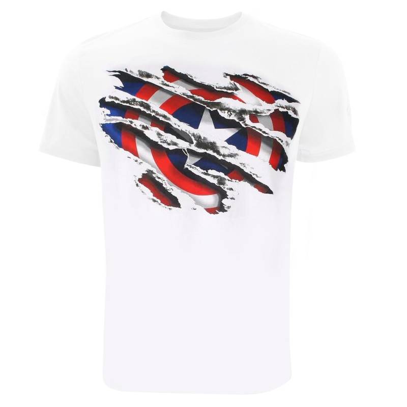 Tshirt Herren Weiss L von CAPTAIN AMERICA