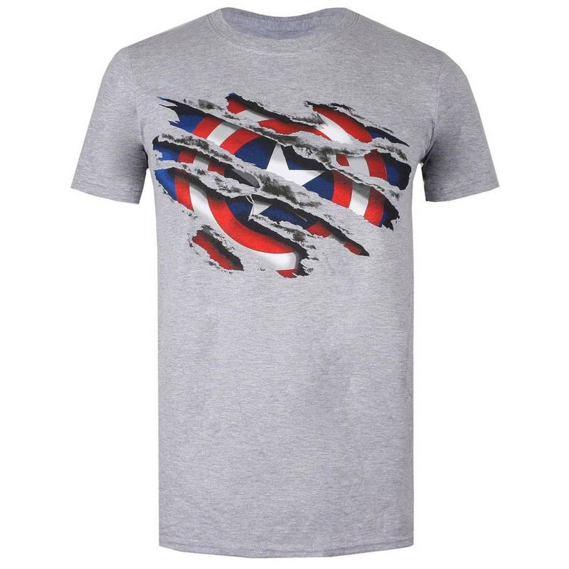 Tshirt Logo Jungen Grau 128 von CAPTAIN AMERICA