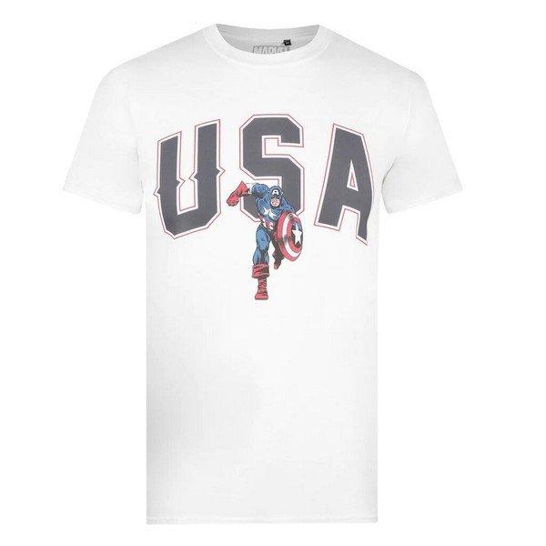 Usa Tshirt Herren Weiss L von CAPTAIN AMERICA